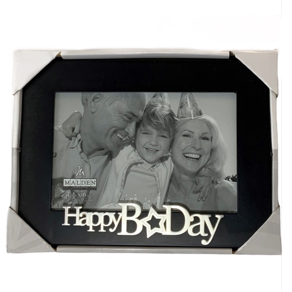 Malden Expressions Photo Picture Frame Black Wood Silver Happy Birthday Gift - Picture 2 of 8